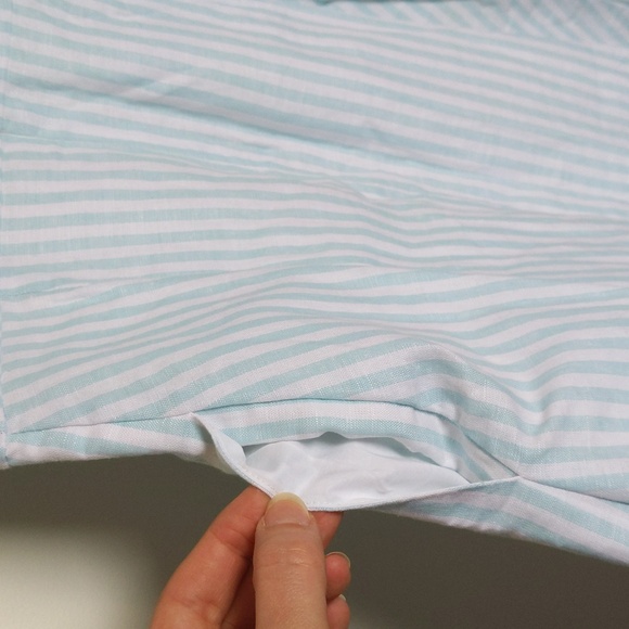 NWOT GAP women's linen cotton blend lined aqua striped fit & flare dress size 0 - Picture 5 of 11